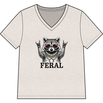 Feral Raccoon Graphic Tee — Cute Rebel V-Neck Shirt