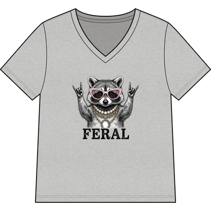 Feral Raccoon Graphic Tee — Cute Rebel V-Neck Shirt