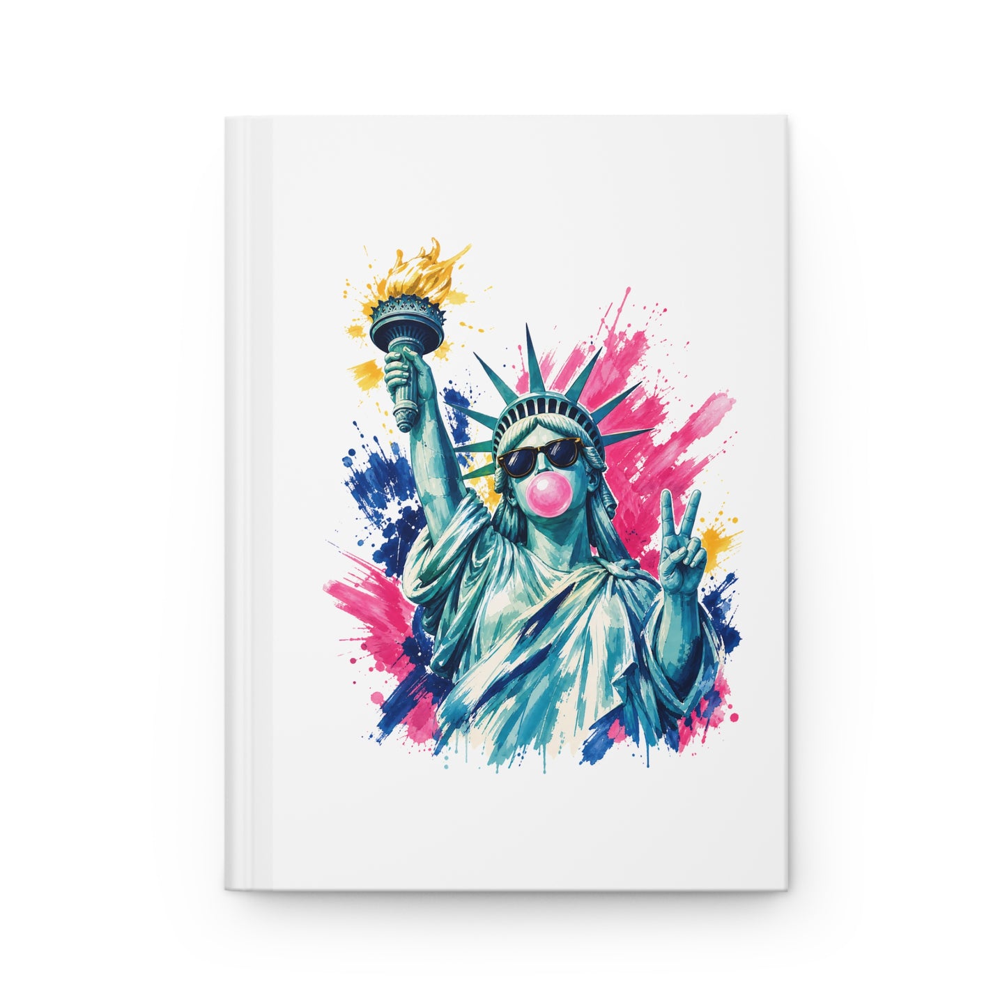 Statue of Liberty Bubblegum Hardcover Journal — Patriotic Pop Art Notebook
