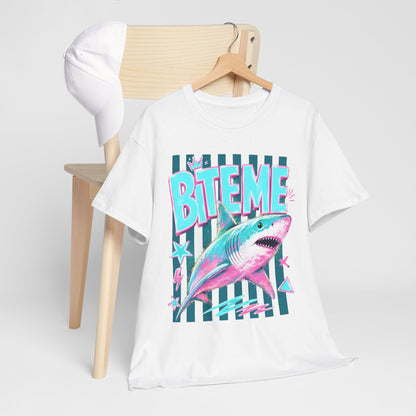 Shark 'Bite Me' Graphic Tee — Retro Neon Coastal Surf T-Shirt