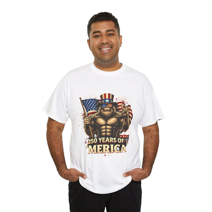 250 Years of America T-Shirt — Patriotic Uncle Sam Bigfoot Flag Tee