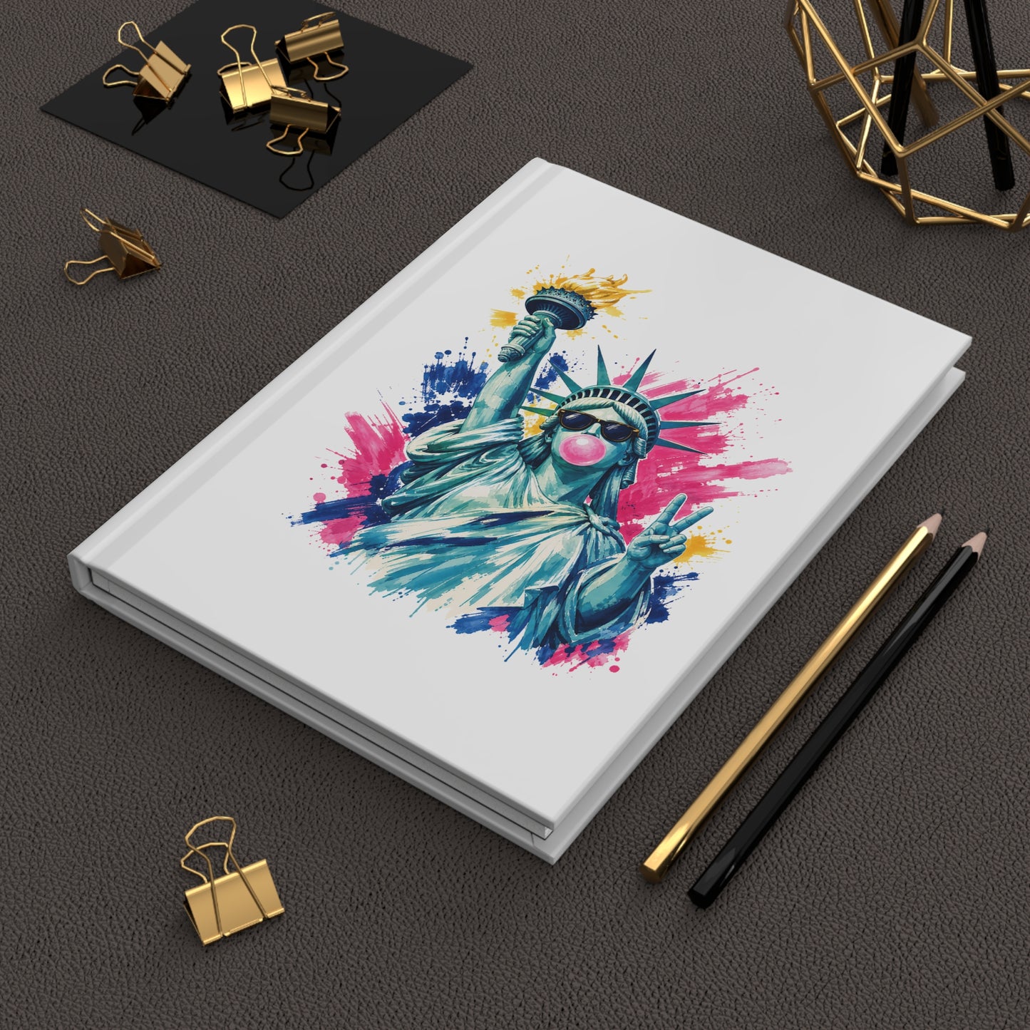 Statue of Liberty Bubblegum Hardcover Journal — Patriotic Pop Art Notebook