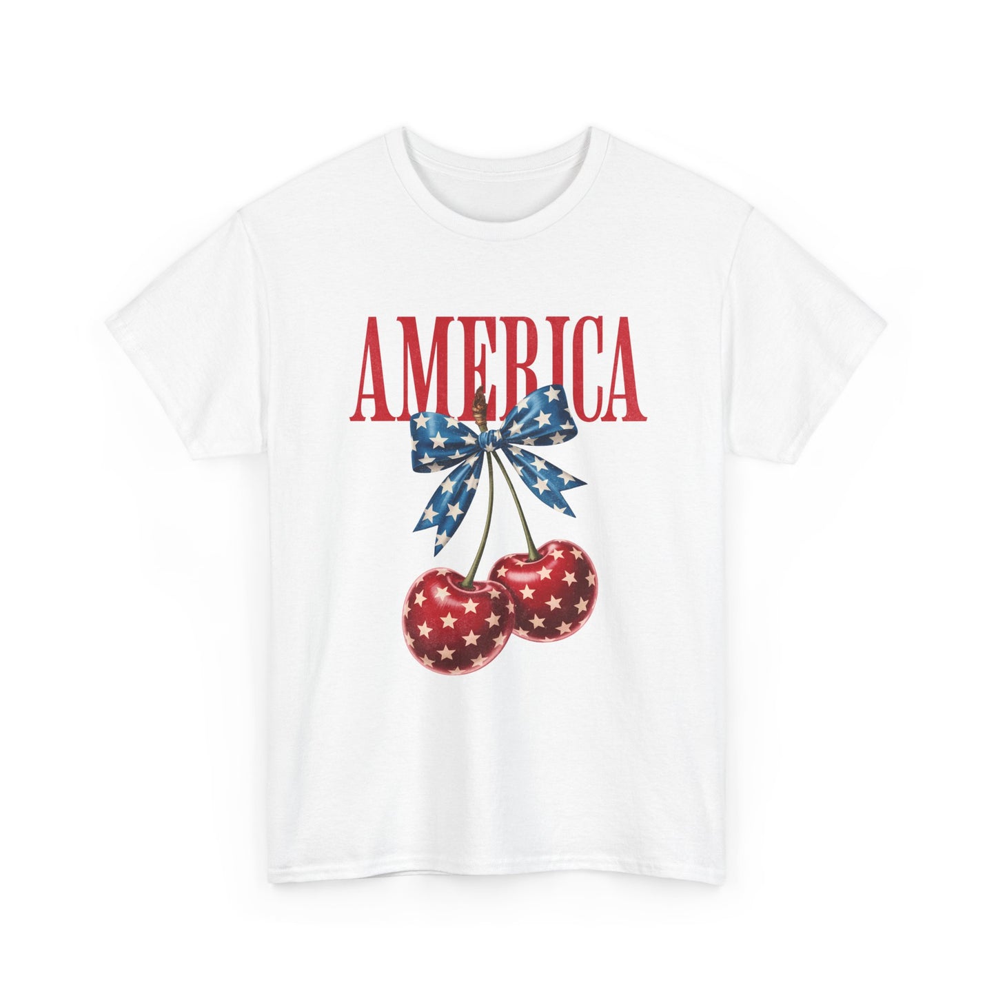 America Cherry Tee — Patriotic Vintage Stars & Stripes Graphic T-Shirt