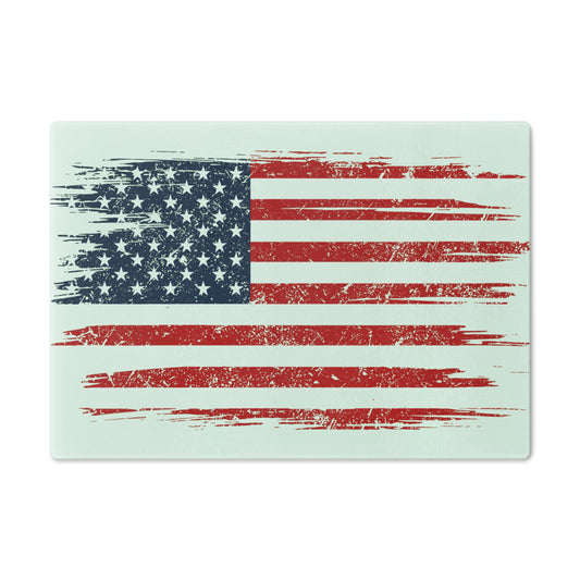 American Flag Cutting Board — Distressed USA Patriotic Kitchen Serving Board
