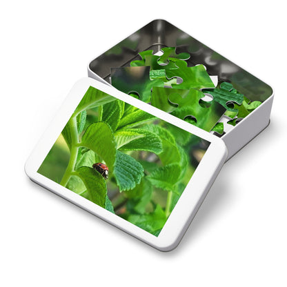 Ladybug on Green Leaves Jigsaw Puzzle (Tin Box)