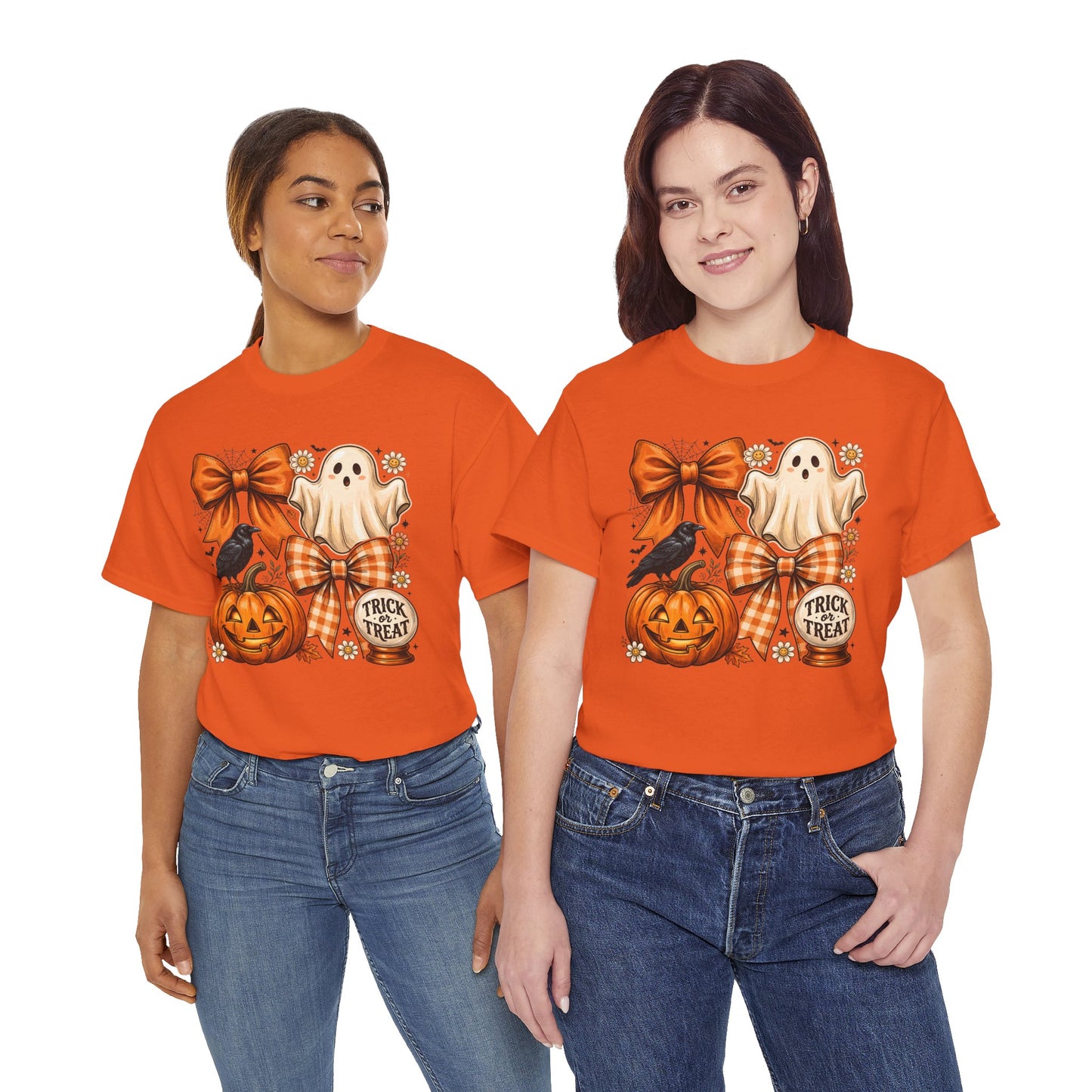 Halloween Pumpkin Ghost Tee — Trick or Treat Fall Graphic Shirt