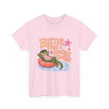 Graphic Tee — "Hotter Than a Hoochie Coochie" Alligator Pool Float Shirt