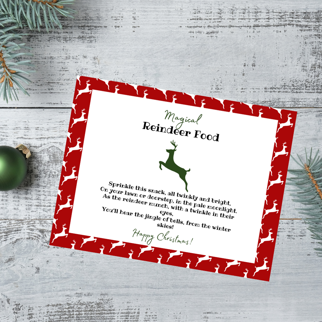 Magical Reindeer Food Printable Instant Download Red Deer