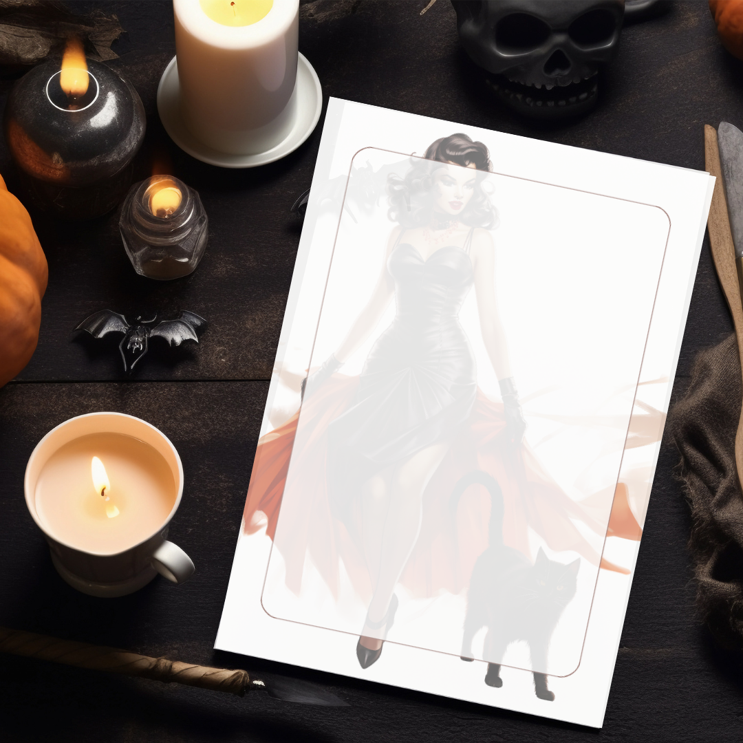 Halloween Pinup Notepaper Digital and Printable