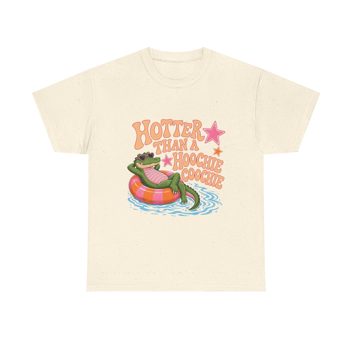 Graphic Tee — "Hotter Than a Hoochie Coochie" Alligator Pool Float Shirt