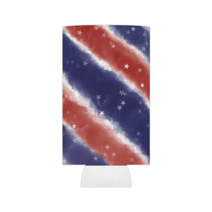 Patriotic Stars & Stripes Can Cooler - Red White Blue Beverage Holder