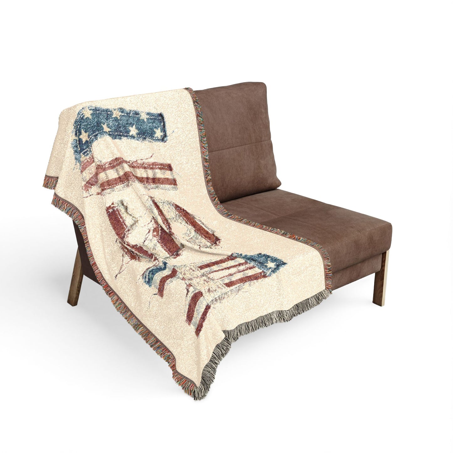 USA Flag Woven Blanket — Distressed Patriotic Throw Blanket