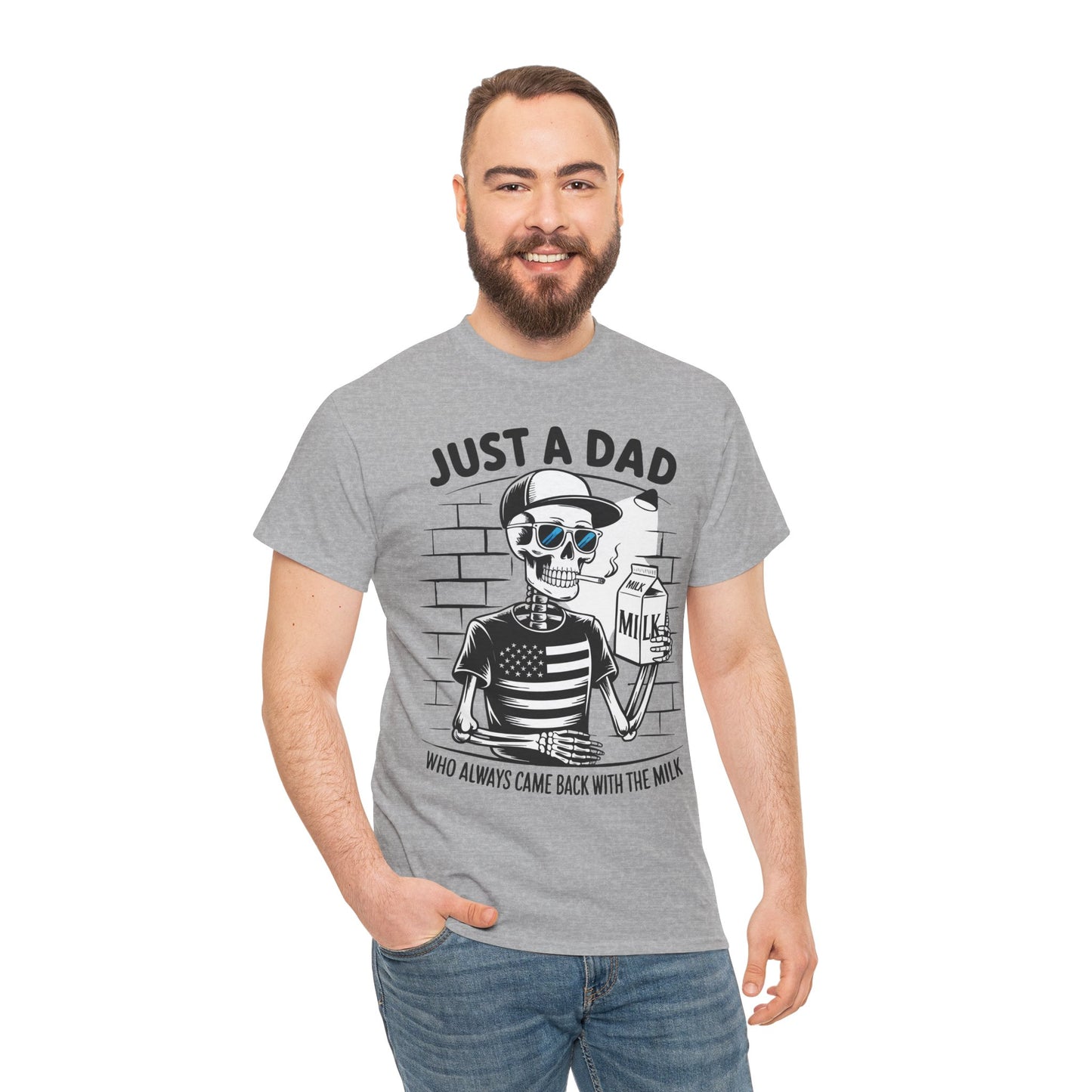 Just A Dad Skull Tee — "Who Always Came Back With The Milk" Vintage Father's Day T‑Shirt