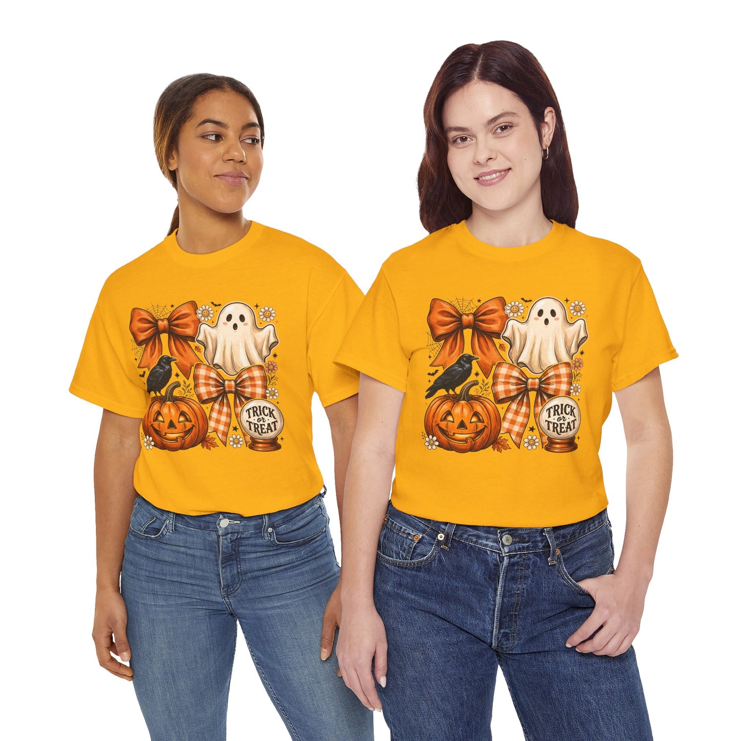 Halloween Pumpkin Ghost Tee — Trick or Treat Fall Graphic Shirt
