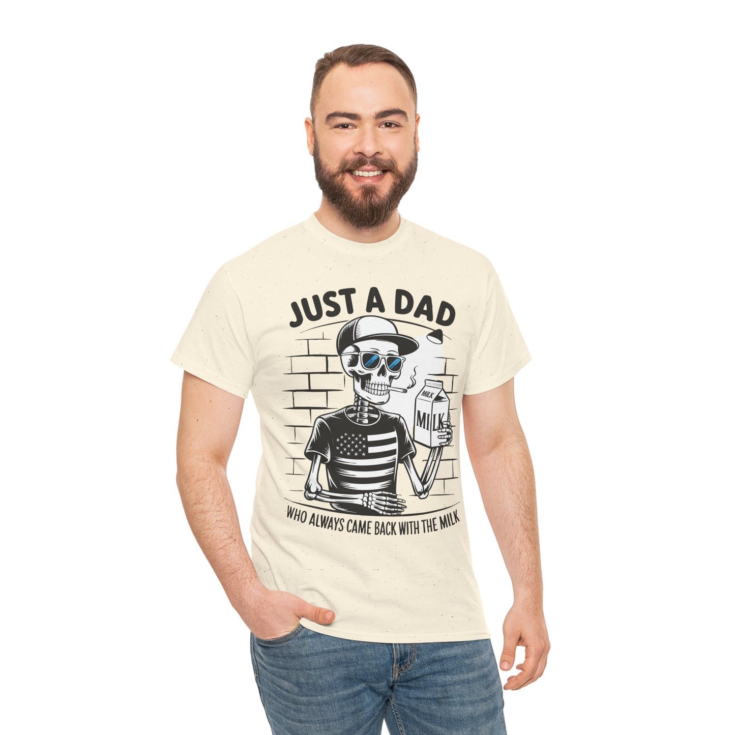 Just A Dad Skull Tee — "Who Always Came Back With The Milk" Vintage Father's Day T‑Shirt