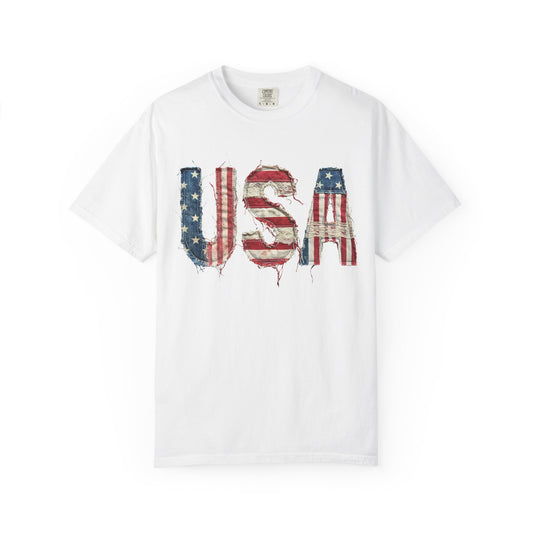 USA Flag Graphic T‑Shirt — Distressed Patriotic Tee for 4th of July