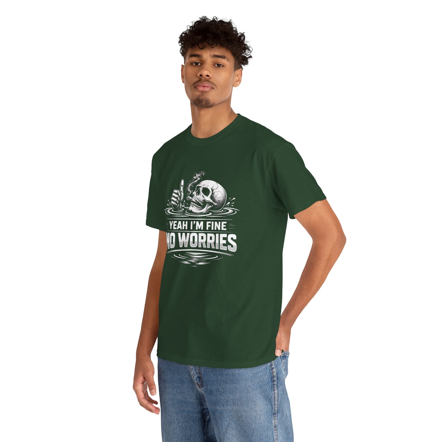 Skull "Yeah I'm Fine No Worries" Graphic Tee