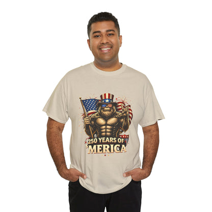 250 Years of America T-Shirt — Patriotic Uncle Sam Bigfoot Flag Tee