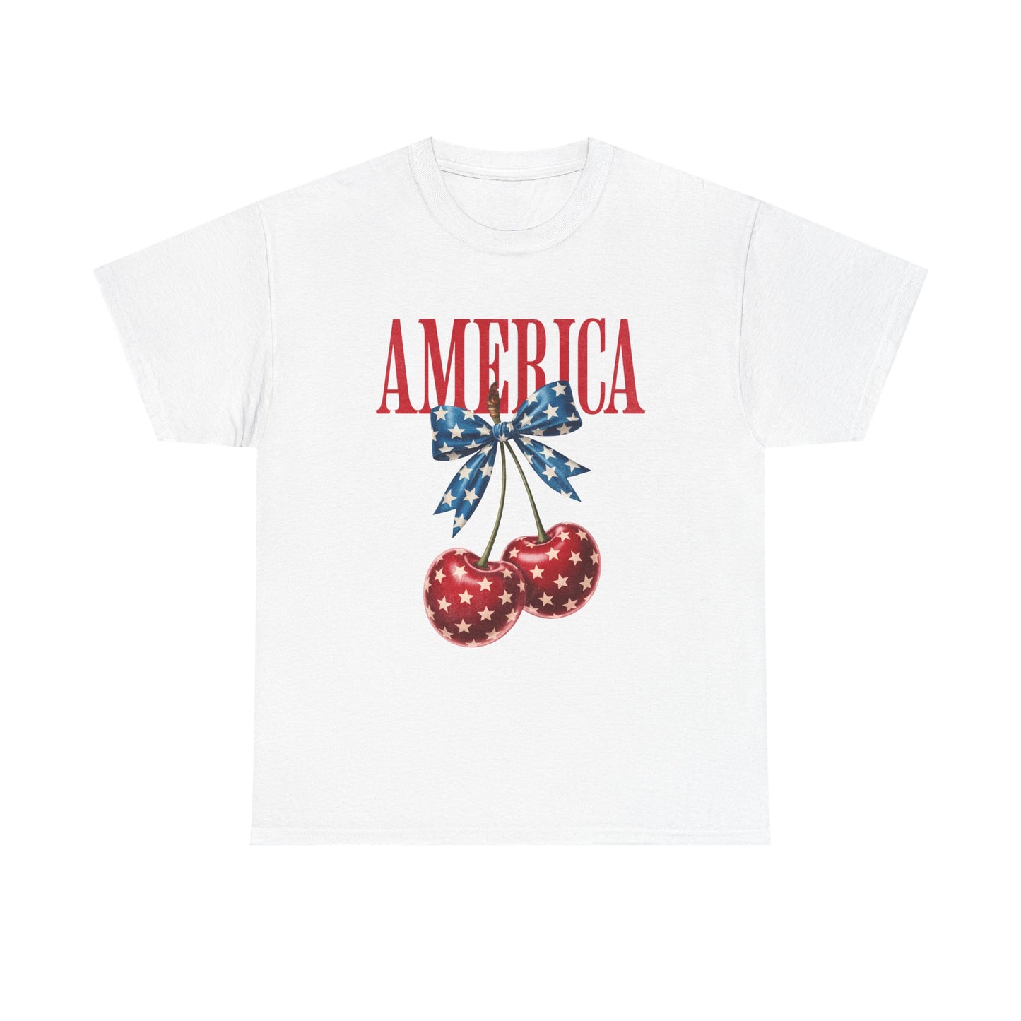 America Cherry Tee — Patriotic Vintage Stars & Stripes Graphic T-Shirt