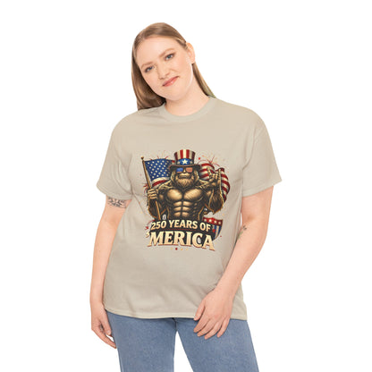 250 Years of America T-Shirt — Patriotic Uncle Sam Bigfoot Flag Tee