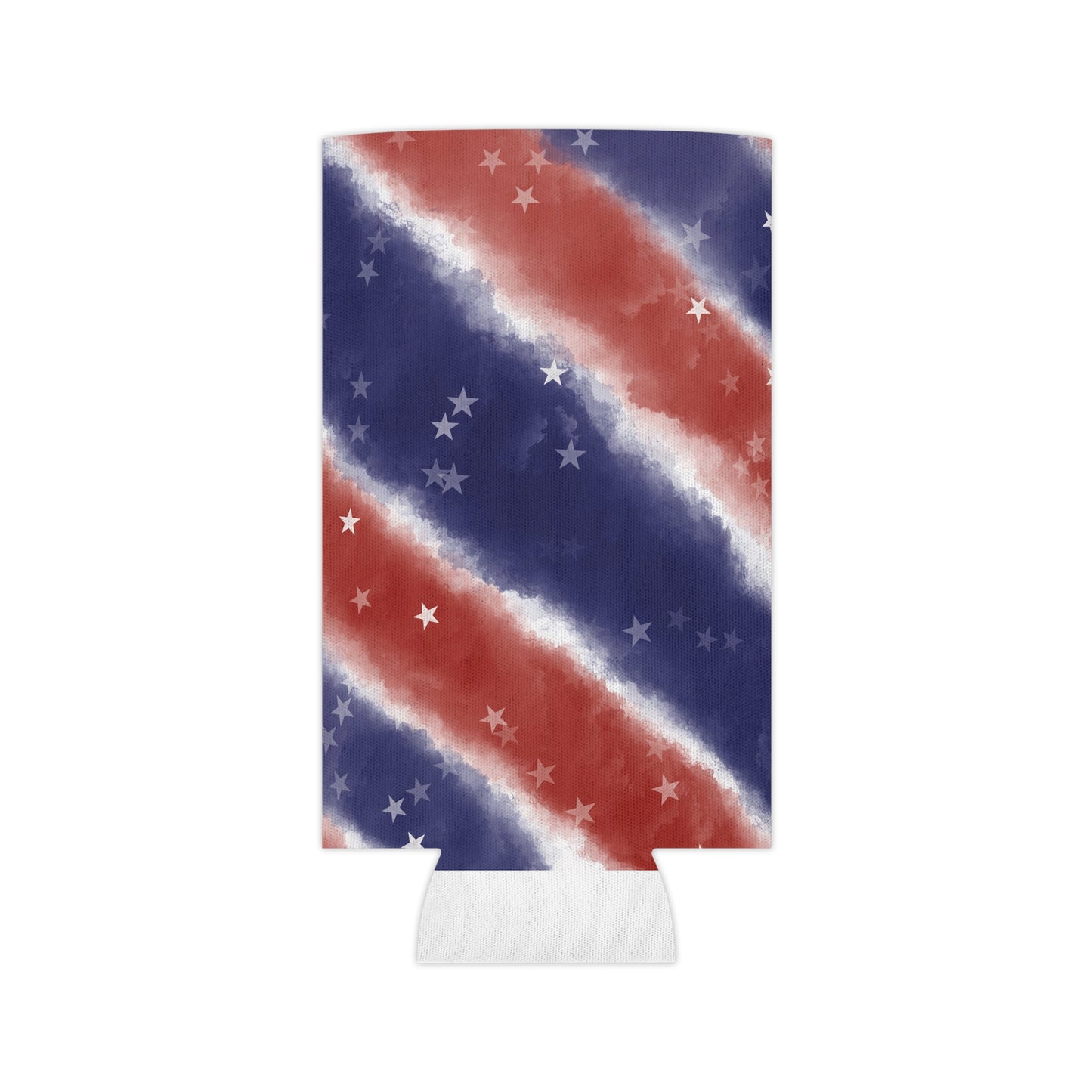 Patriotic Stars & Stripes Can Cooler - Red White Blue Beverage Holder