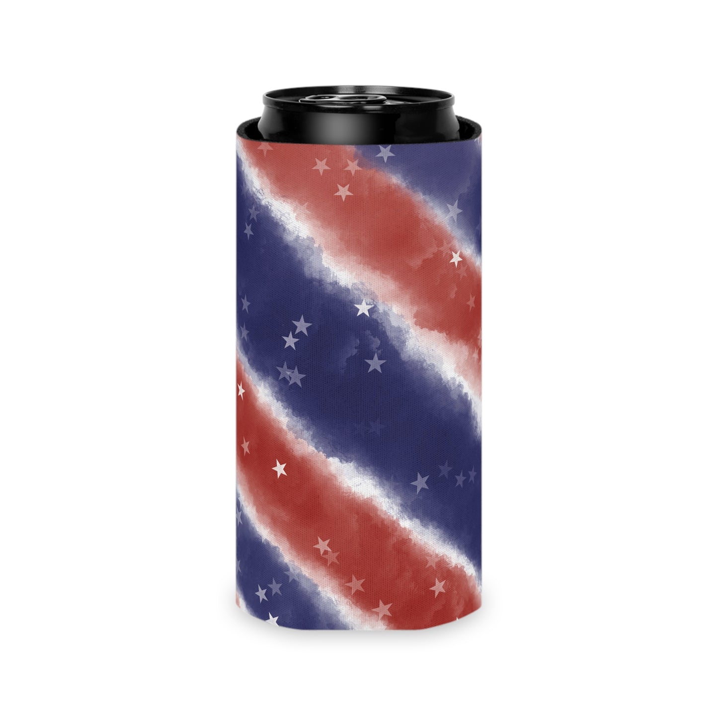 Patriotic Stars & Stripes Can Cooler - Red White Blue Beverage Holder
