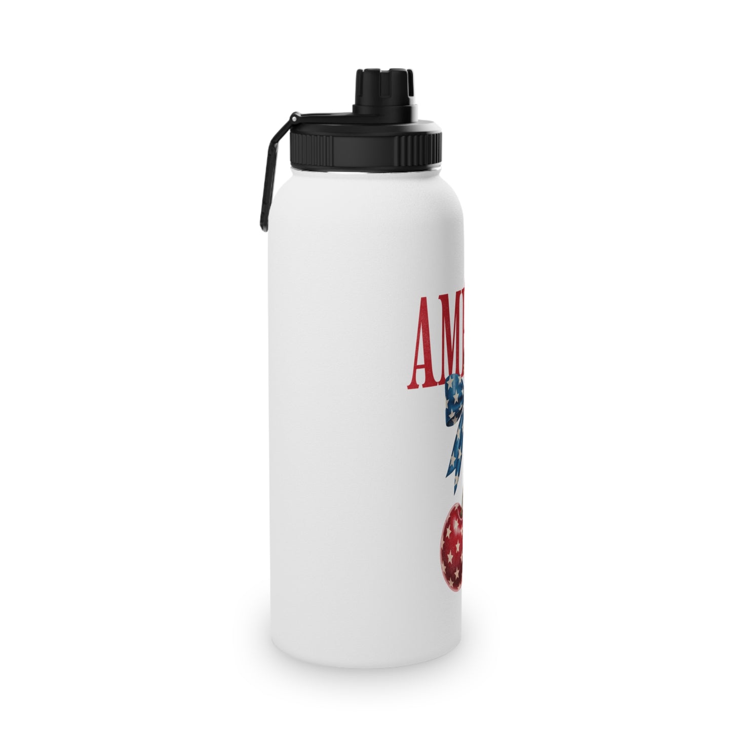 Patriotic Cherry Stainless Steel Water Bottle — USA Stars & Stripes Sports Lid