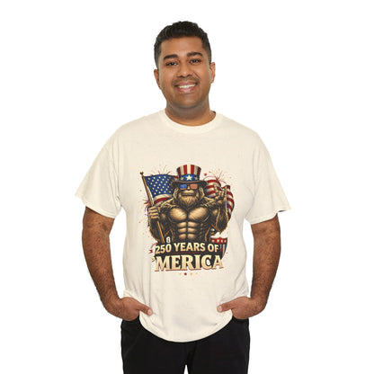 250 Years of America T-Shirt — Patriotic Uncle Sam Bigfoot Flag Tee