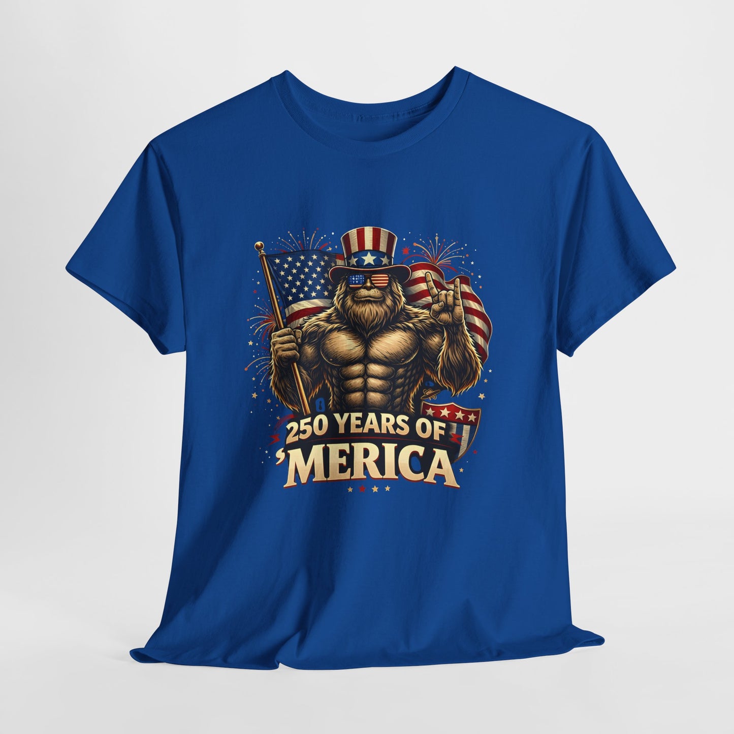 250 Years of America T-Shirt — Patriotic Uncle Sam Bigfoot Flag Tee