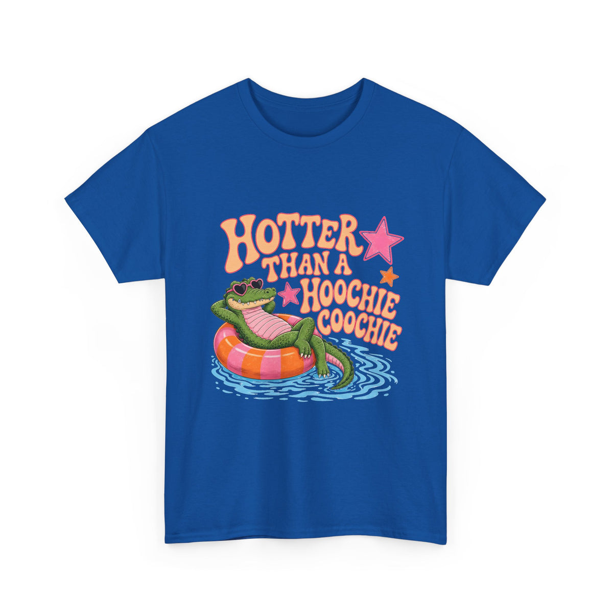 Graphic Tee — "Hotter Than a Hoochie Coochie" Alligator Pool Float Shirt
