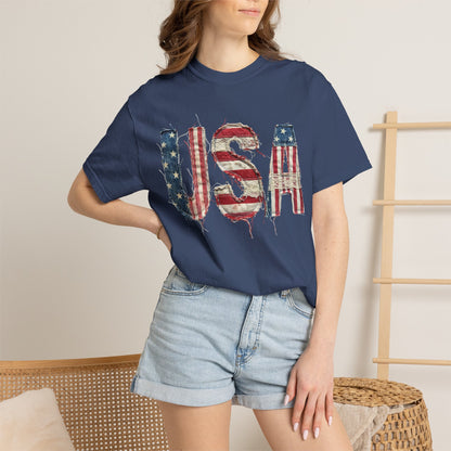 USA Flag Graphic T‑Shirt — Distressed Patriotic Tee for 4th of July