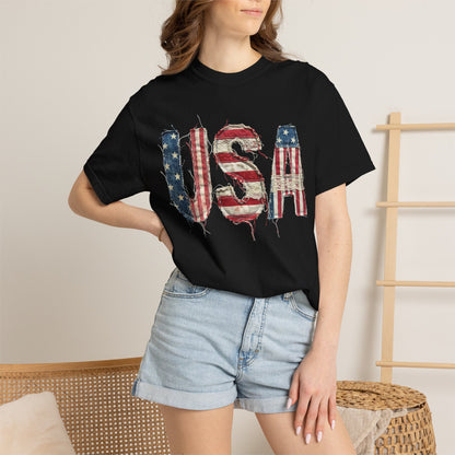 USA Flag Graphic T‑Shirt — Distressed Patriotic Tee for 4th of July