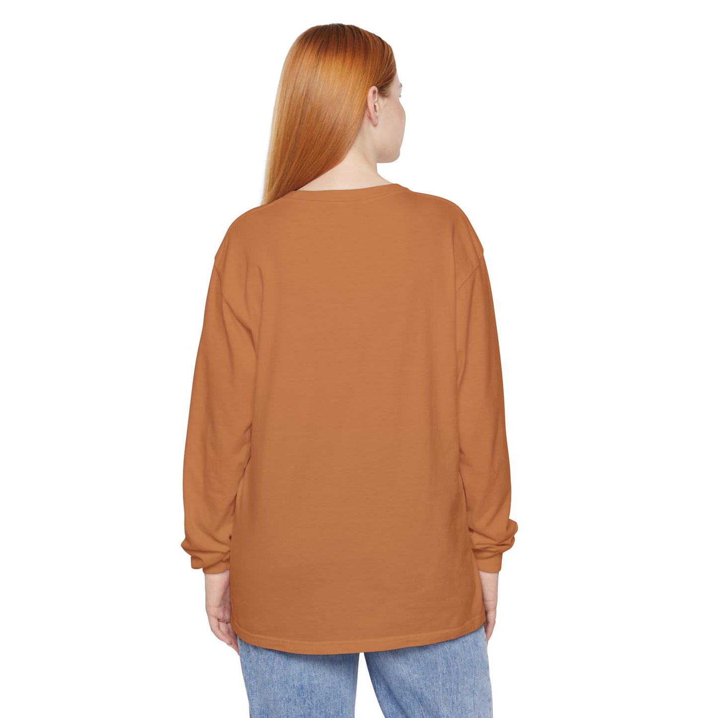 Cute Halloween Ghost Long Sleeve T-Shirt – Pumpkin & Haunted House Graphic