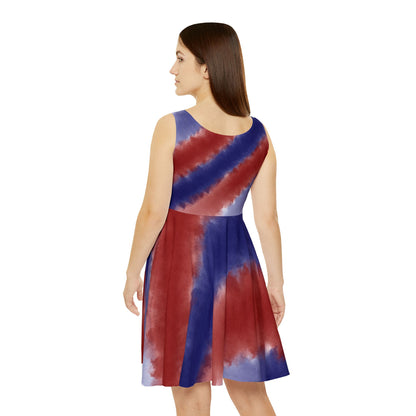Red & Blue Tie-Dye Skater Dress — Women's Patriotic Summer Dress