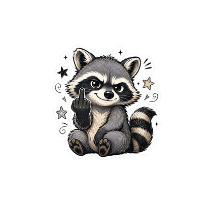 Rude Raccoon Kiss-Cut Vinyl Sticker — Sassy Middle Finger Decal for Laptop, Water Bottle, Car