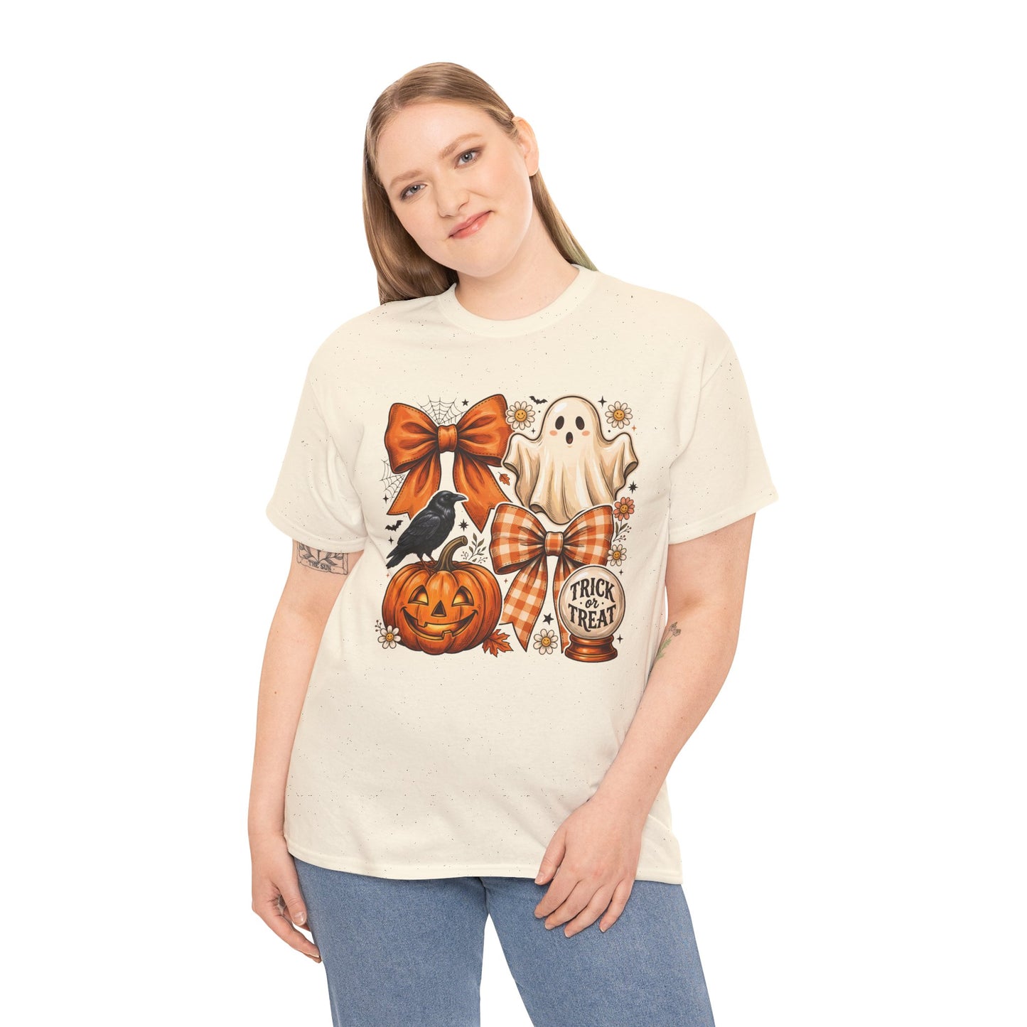 Halloween Pumpkin Ghost Tee — Trick or Treat Fall Graphic Shirt