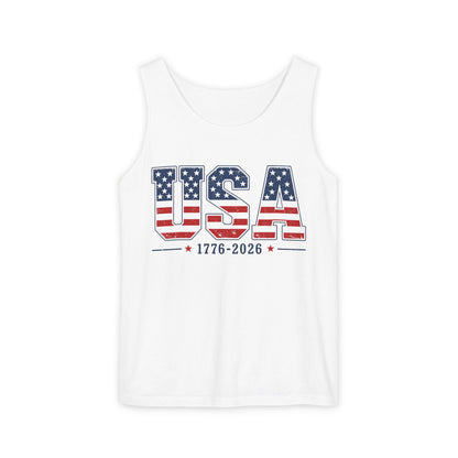 USA 1776-2026 Flag Graphic Tank Top — Patriotic Fourth of July Tee