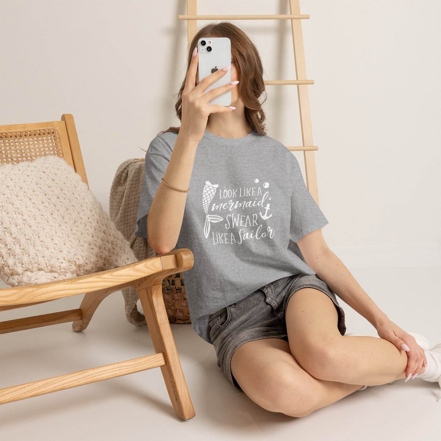 T-Shirt — "Look Like a Mermaid, Swear Like a Sailor" Nautical Graphic Tee