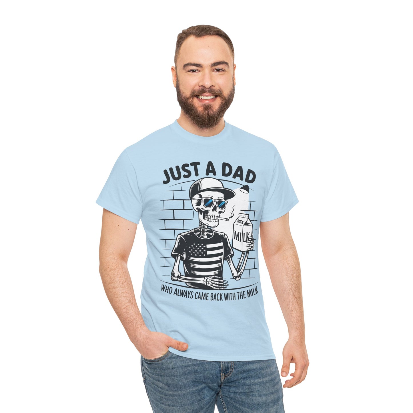 Just A Dad Skull Tee — "Who Always Came Back With The Milk" Vintage Father's Day T‑Shirt