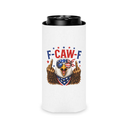 Patriotic Eagle 'F-CAW-F' Can Cooler – Funny 4th of July Drink Koozie