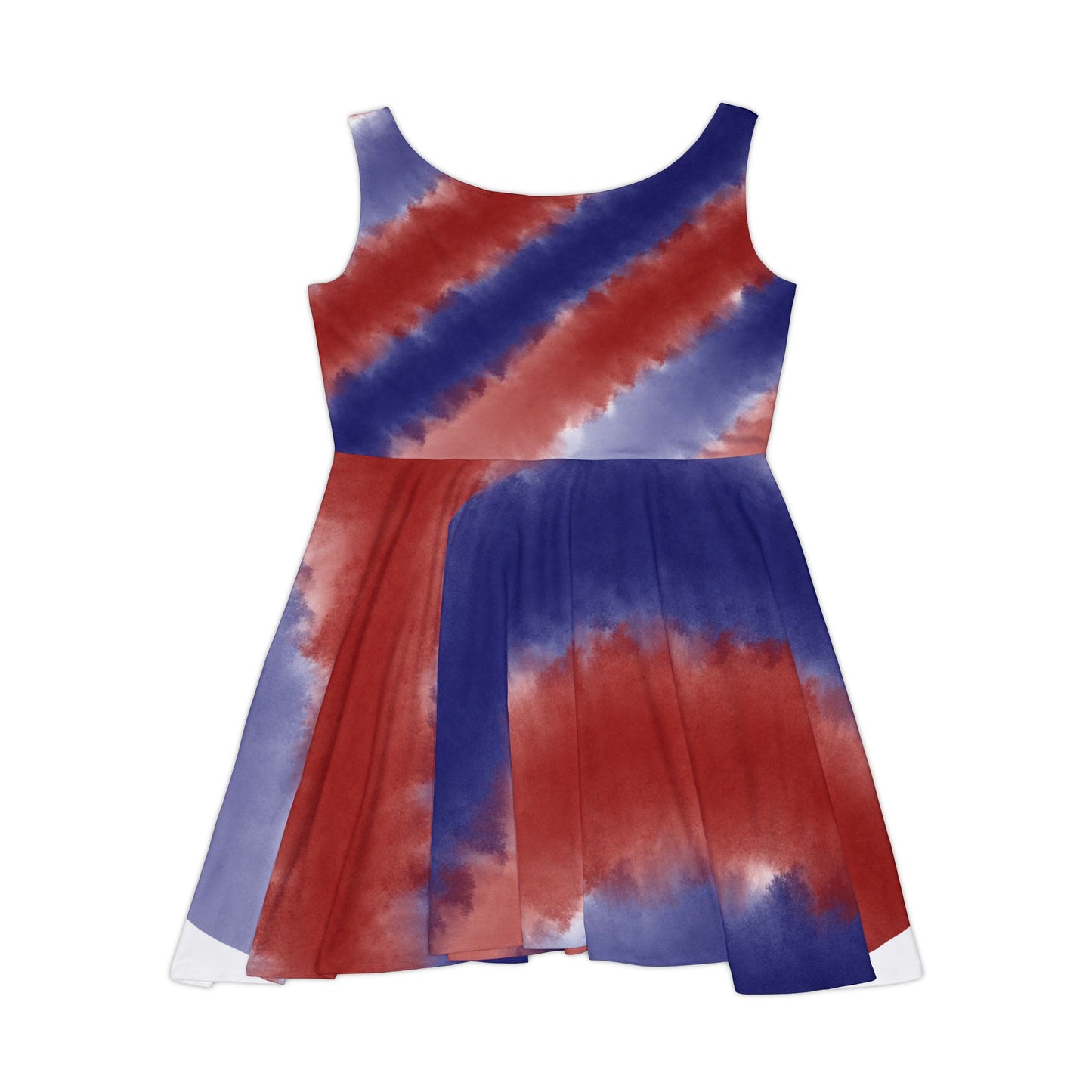 Red & Blue Tie-Dye Skater Dress — Women's Patriotic Summer Dress