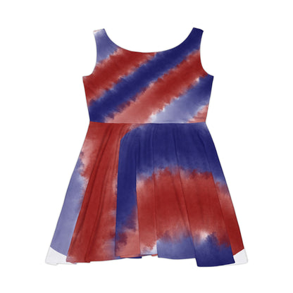 Red & Blue Tie-Dye Skater Dress — Women's Patriotic Summer Dress