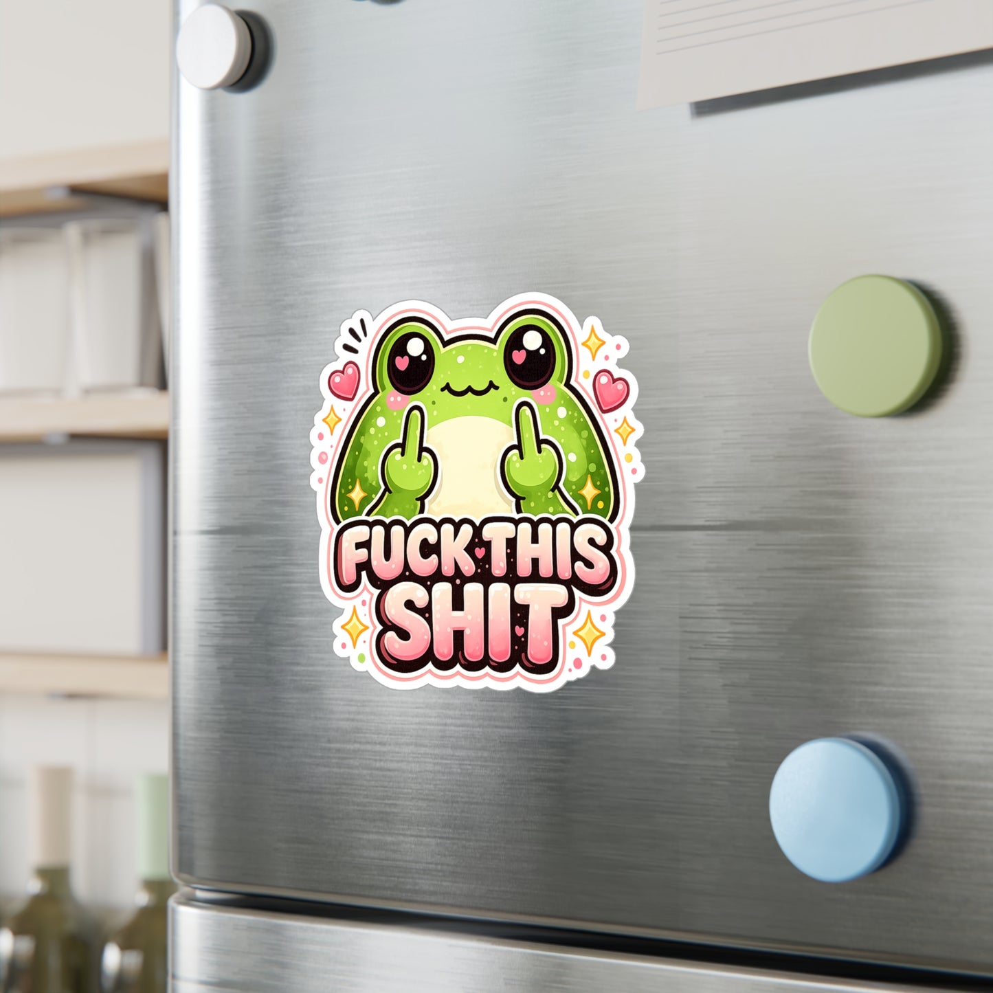 Funny Frog Vinyl Sticker — “Fuck This Shit” Kiss-Cut Decal