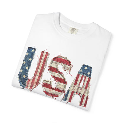 USA Flag Graphic T‑Shirt — Distressed Patriotic Tee for 4th of July