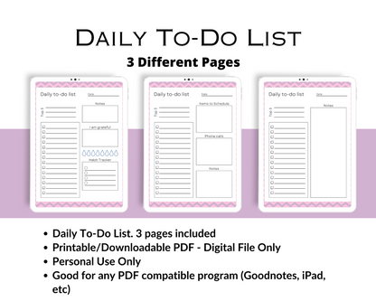 Pink & Purple Chevron Daily To-Do List