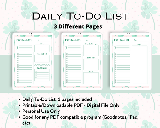 Tropical Leaves Daily To-Do List Set