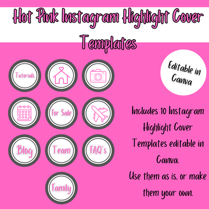 Editable Pink & White Instagram Highlight Covers