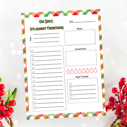 "Oh Shit! It's Almost Christmas!" Checklist/Tracker Plaid