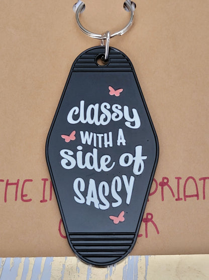 "Classy With a Side of Sassy" Motel Keychain