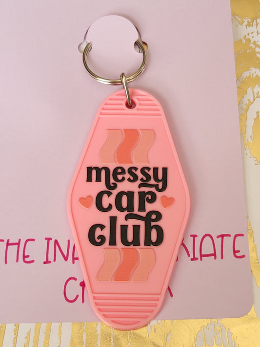 "Messy Car Club" Motel Keychain